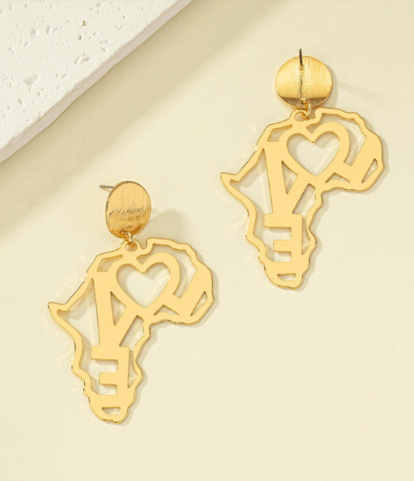 DLJC Bags & Aksesory - Africa Map Letter Alphabet Drop Earrings