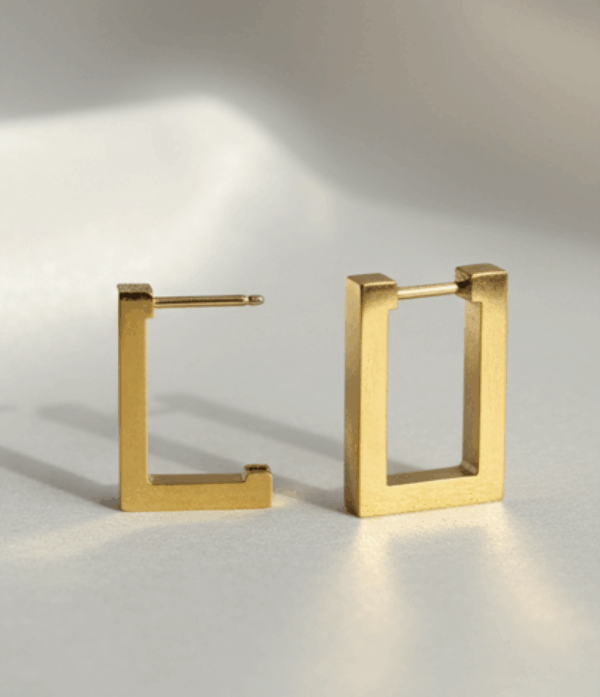 Gold Plated Square Earrings