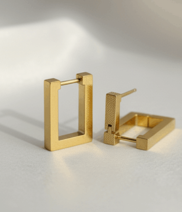 Gold Plated Square Earrings