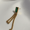 Stainless Steel Emerald Green Zircon Chain Earrings