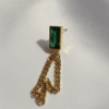 Stainless Steel Emerald Green Zircon Chain Earrings