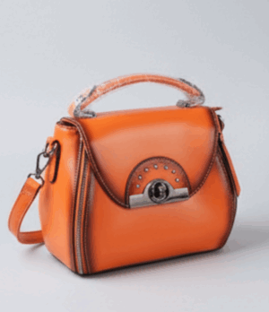Vintage Custom Women Pu Leather Handbag (Orange Bag)