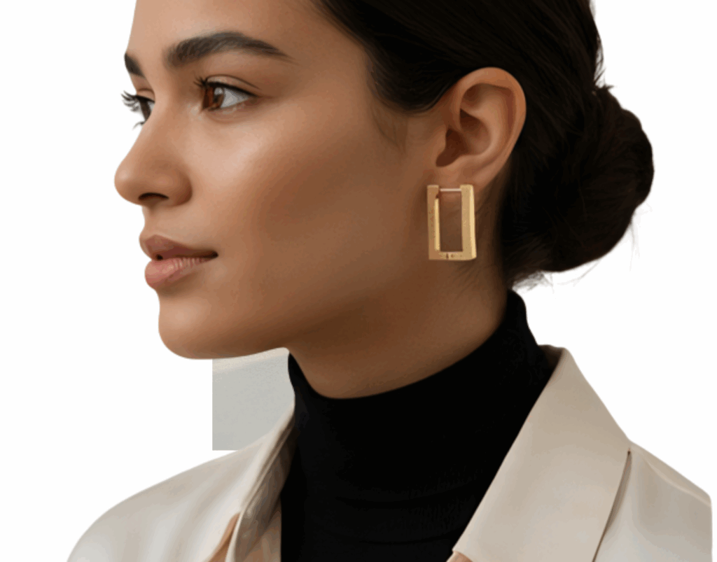 DLJC Bags & Aksesory - Lady with Gold-Plated Square Earrings