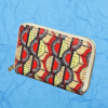 African Tribal Blue Kaleidoscope Pattern Fabric Mini Coin Purse Wallet Card Holder Women