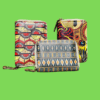 African Tribal Blue Kaleidoscope Pattern Fabric Mini Coin Purse Wallet Card Holder Women