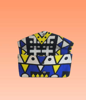 DLJC Bags & Aksesory - Large Clutch African Wax Print HandBag (Blue & Yellow